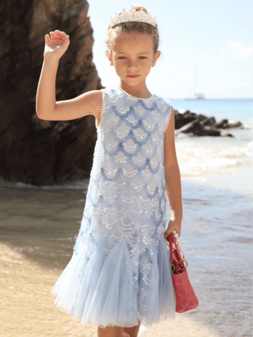 Lola + The Boys Mermaid Magic Tutu Dress Blue Pearl Sequin NWT Size 8